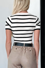 Daily Adoration Striped Crop Top (Cream/Black)