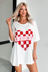 Unexpected Feelings Checker Heart Graphic Tee (Ivory)