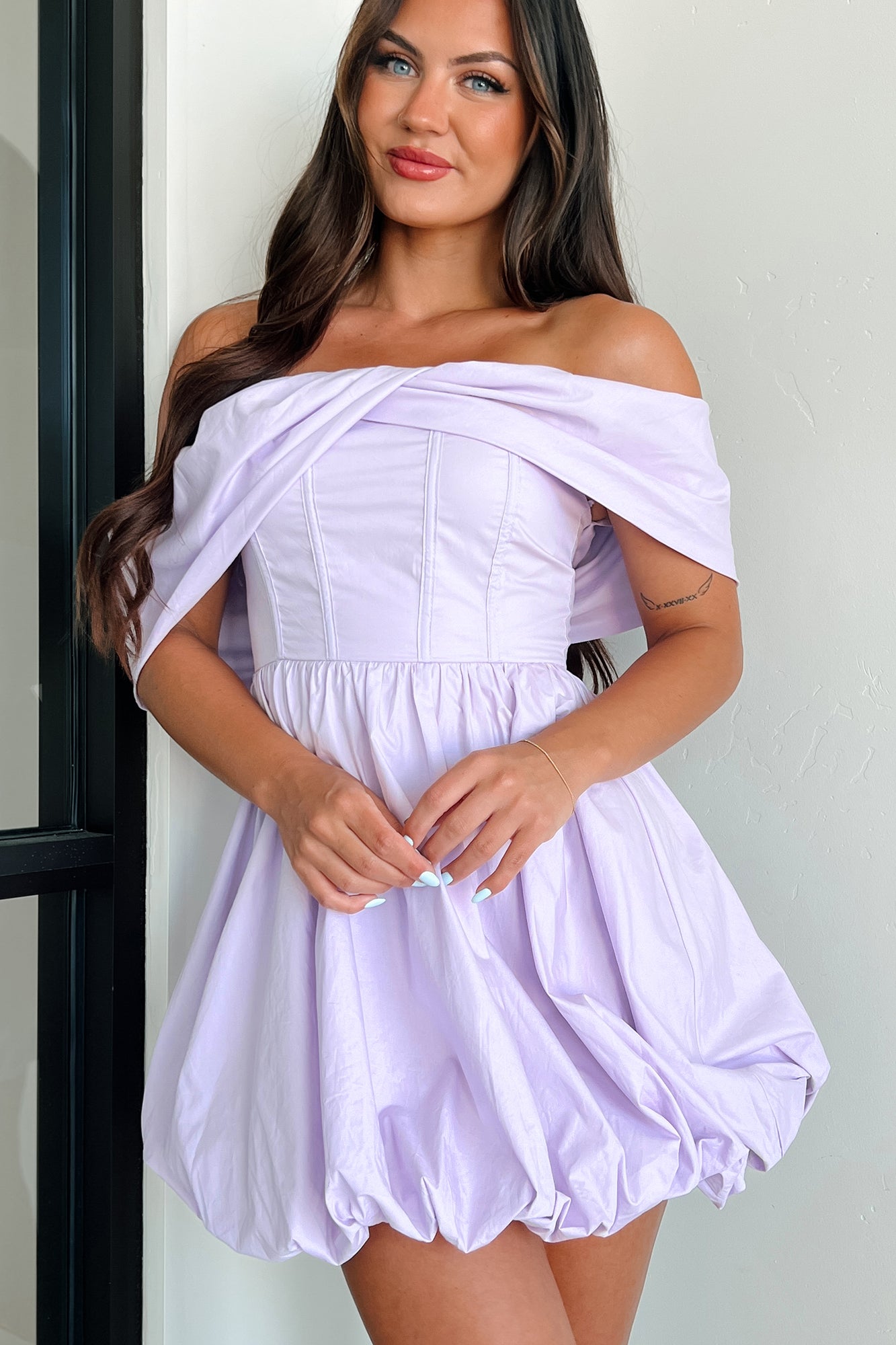 Major Charisma Bubble Hem Mini Dress (Lavender)
