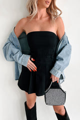Vivid Dreams Shorts Lined Denim Mini Dress (Black)