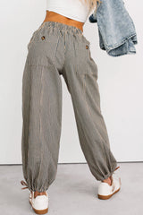 Restless Heart Striped Wide Leg Drawstring Pants (Latte)