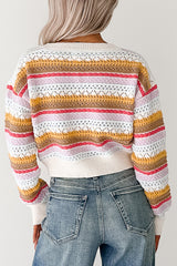 Girly Things Striped V Neck Sweater (Ivory/Multi)