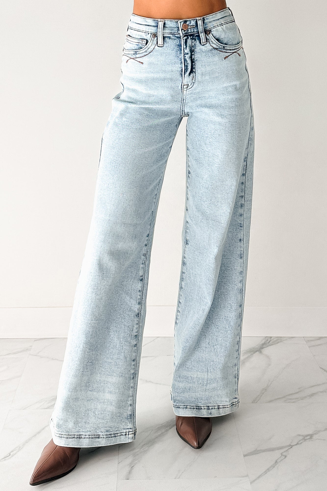 Ledger Tummy Control Wide Leg Saige Denim Jeans (Medium)
