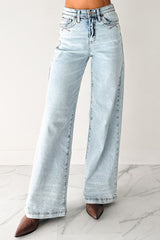 Ledger Tummy Control Wide Leg Saige Denim Jeans (Medium)