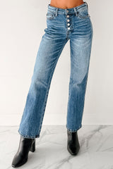 Iyla Mid Rise Slim Straight Judy Blue Jeans (Medium)