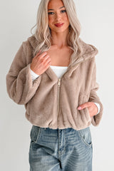 Daydream Girl Faux Fur Hooded Crop Jacket (Coco)