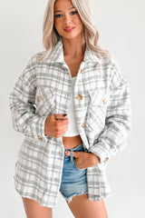 Laid Back Life Plaid Long Sleeve Shacket (Heather Grey)