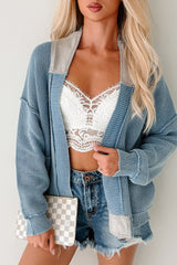 Rest Is Ritual Mineral Wash POL Cardigan (Blue)