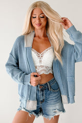 Rest Is Ritual Mineral Wash POL Cardigan (Blue)