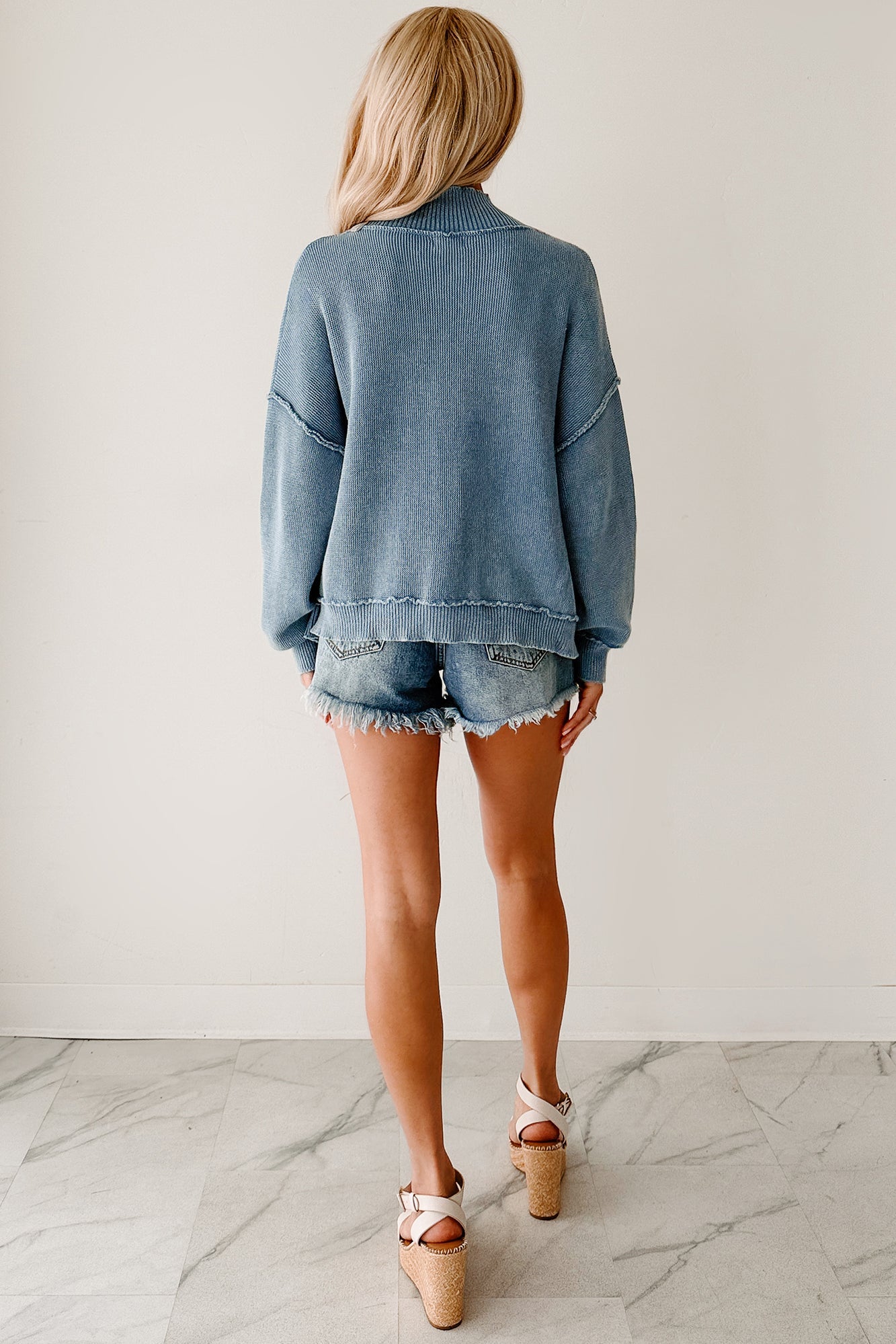 Rest Is Ritual Mineral Wash POL Cardigan (Blue)
