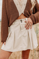 Spring In The Air Corduroy Mini Skirt (Beige)