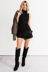 Pretty Habit Sleeveless Wrap Skirt Romper (Black)