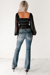 Cute With It Sweetheart Neck Bow Detail Top (Black)