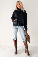 Tell Me Everything Cowl Neck Cargo Sweater (Dark Navy)