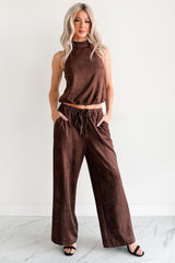 Darling Desire Faux Suede Halter Top (Brown)
