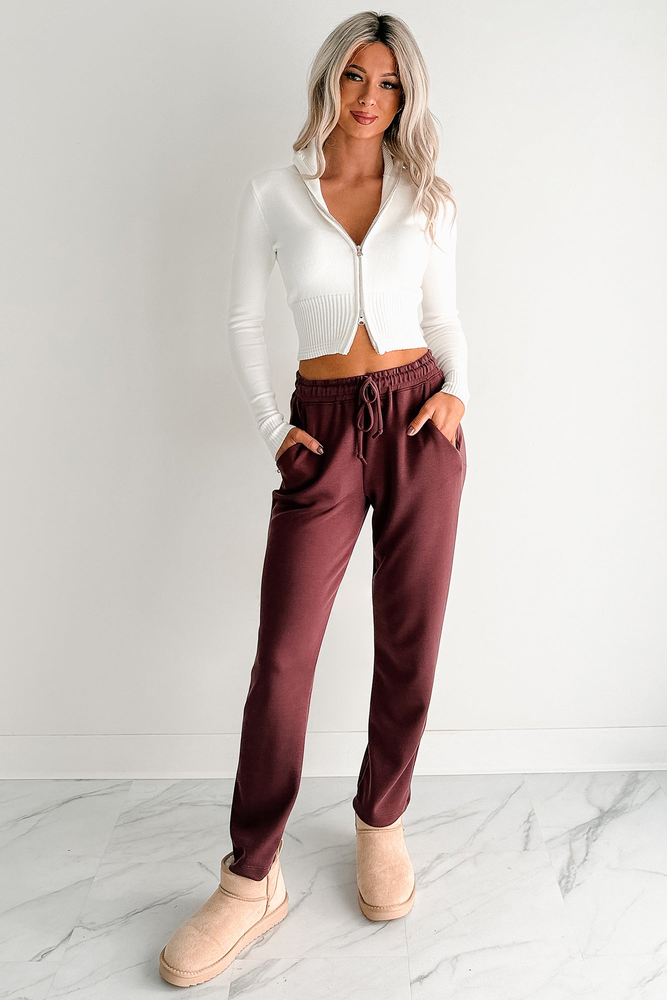 Preferred Taste Mock Neck Zip-Up Sweater (Ivory)