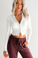 Preferred Taste Mock Neck Zip-Up Sweater (Ivory)