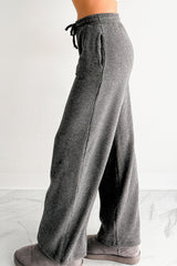 Cozy Feeling Ribbed Wide Leg Pants (Charcoal)