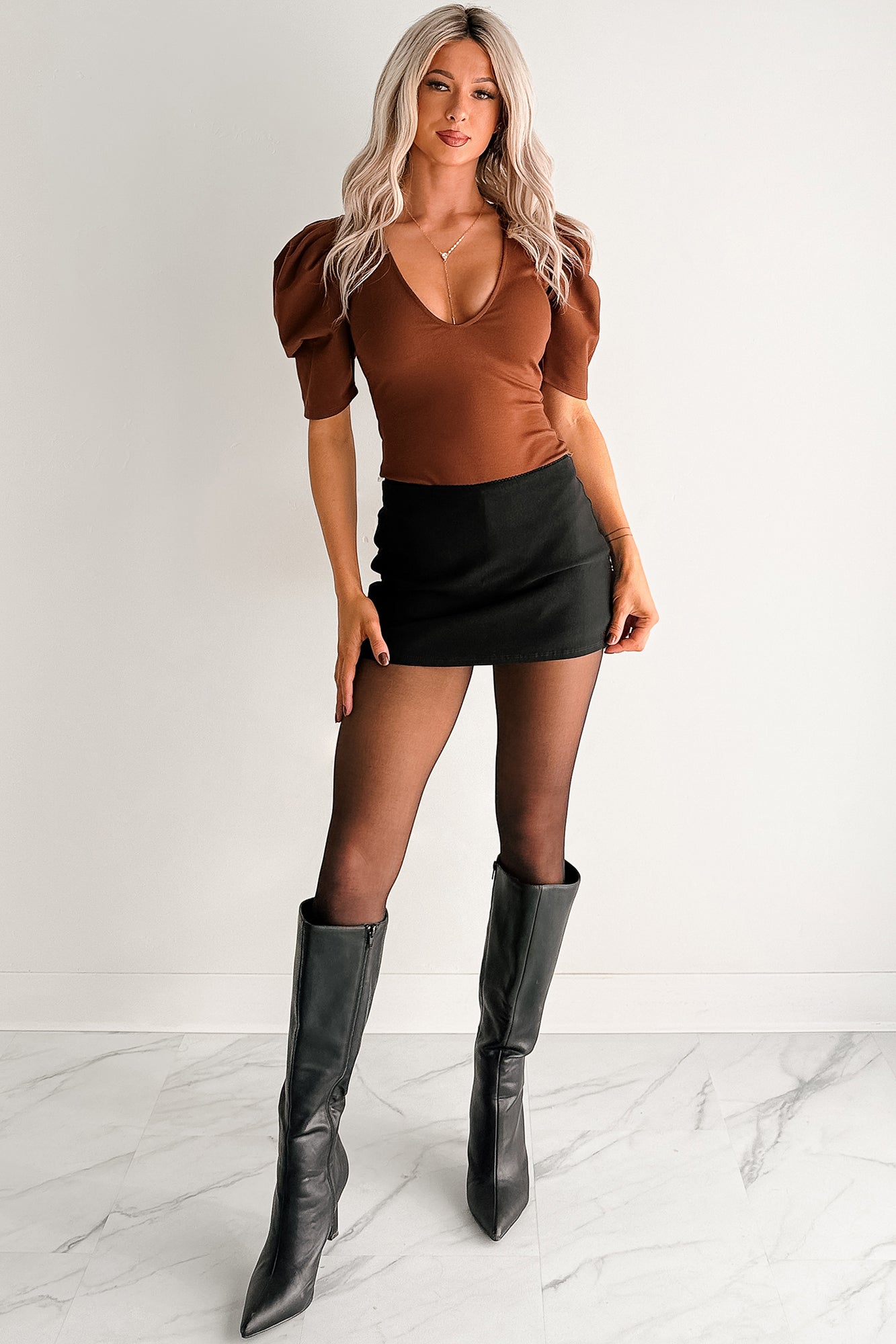 Always Going Somewhere Knit Micro Mini Skirt (Black)