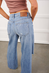 Ander Distressed Wide Leg Hidden Jeans (Medium)