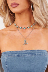 Trail Dust Layered Western Pendant Necklace (Silver)