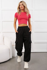 Certified Bold Cap Sleeve Open Back Top (Fuchsia)