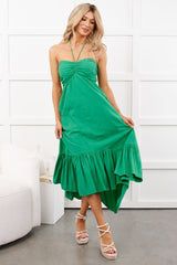 Chasing Daylight Ruffled Hem Midi Dress (Green)