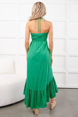 Chasing Daylight Ruffled Hem Midi Dress (Green)