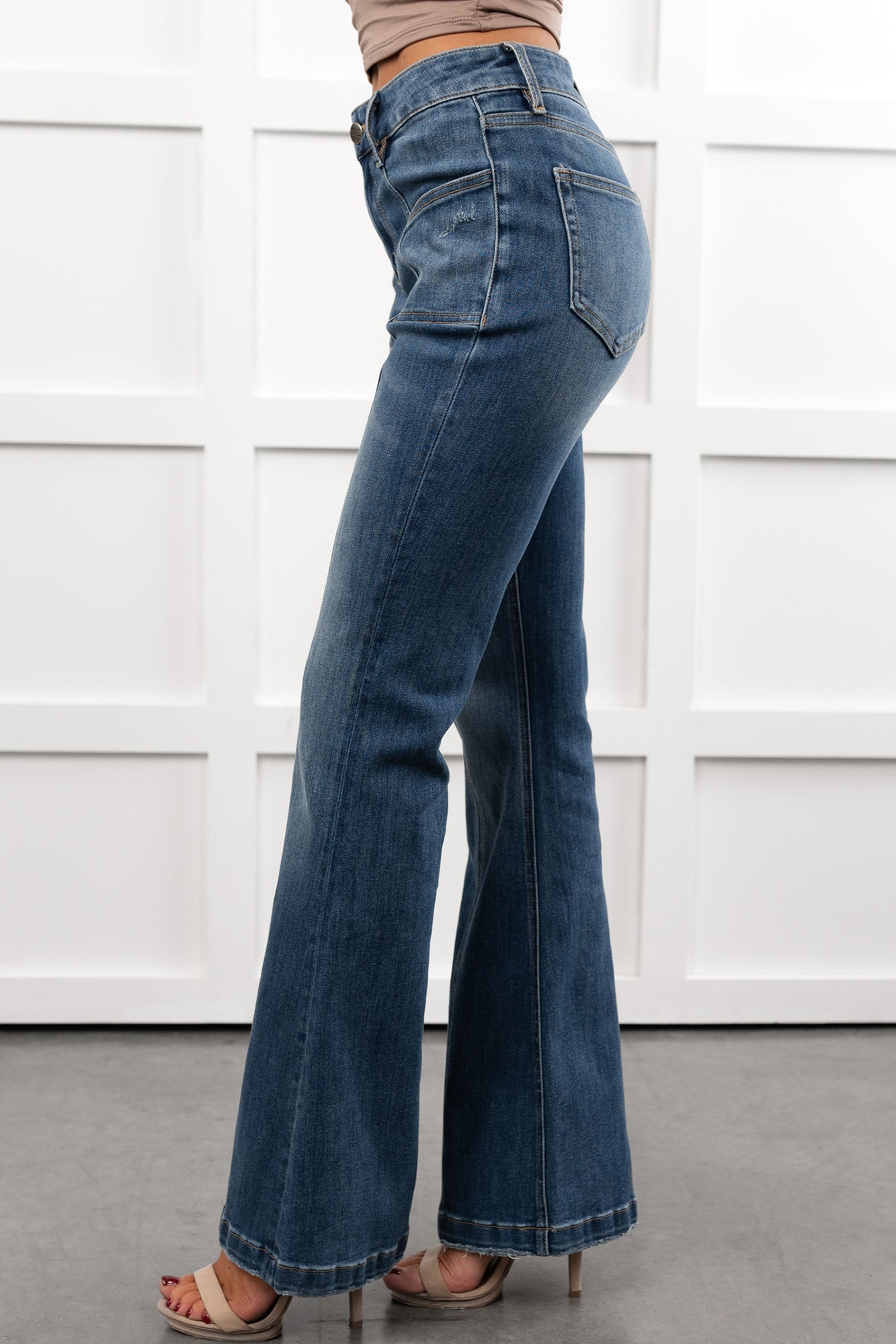 Henson High Rise Flare Mica Denim Jeans (Blue Stone)