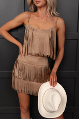Prairie Princess Faux Suede Fringe Detail Set (Taupe)