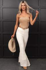 Effortless Comfort Crochet Flare Pants (Off White)
