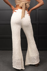 Effortless Comfort Crochet Flare Pants (Off White)