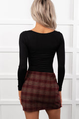Girly Gaze Long Sleeve Square Neck Bodysuit (Black)