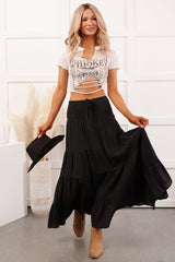 Free Falling Tiered Maxi Skirt (Black)