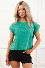 Call Me A Baddie Acid Wash Oversized Crop Tee (Kelly Green)