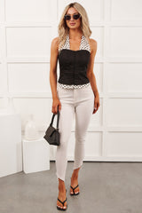 Effortless Glam Polka-Dot Sleeveless Top (Black)