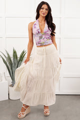 Free Falling Tiered Maxi Skirt (Dove)