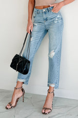 Monica High Rise Straight Leg Indigo Reign Jeans (Light Blue)