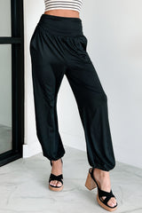 Not A Care In The World High Waist Harem Pants (Black)