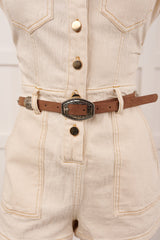 Western Daydream Concho Detail Belt (Silver/Dark Brown)