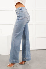 Wrigley Hidden Premium Mid Rise Star Detail Comfort Flare Jeans (Light)