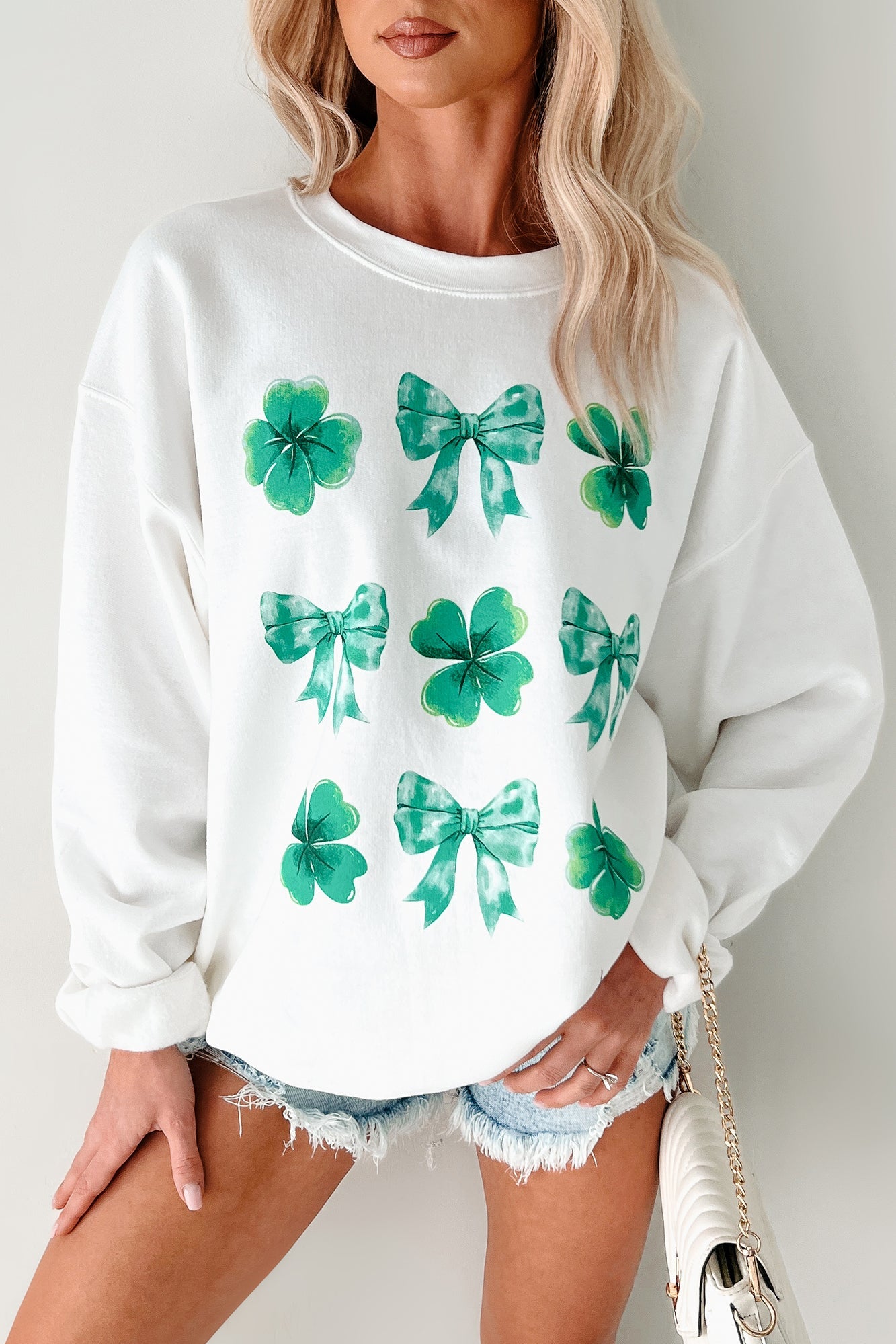 St. Paddy's Day Graphic Crewneck Sweatshirt (White)