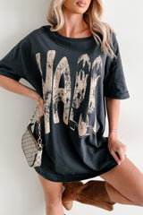 Kickin' It, Y'all Cowgirl Boot Graphic T-Shirt (Charcoal)