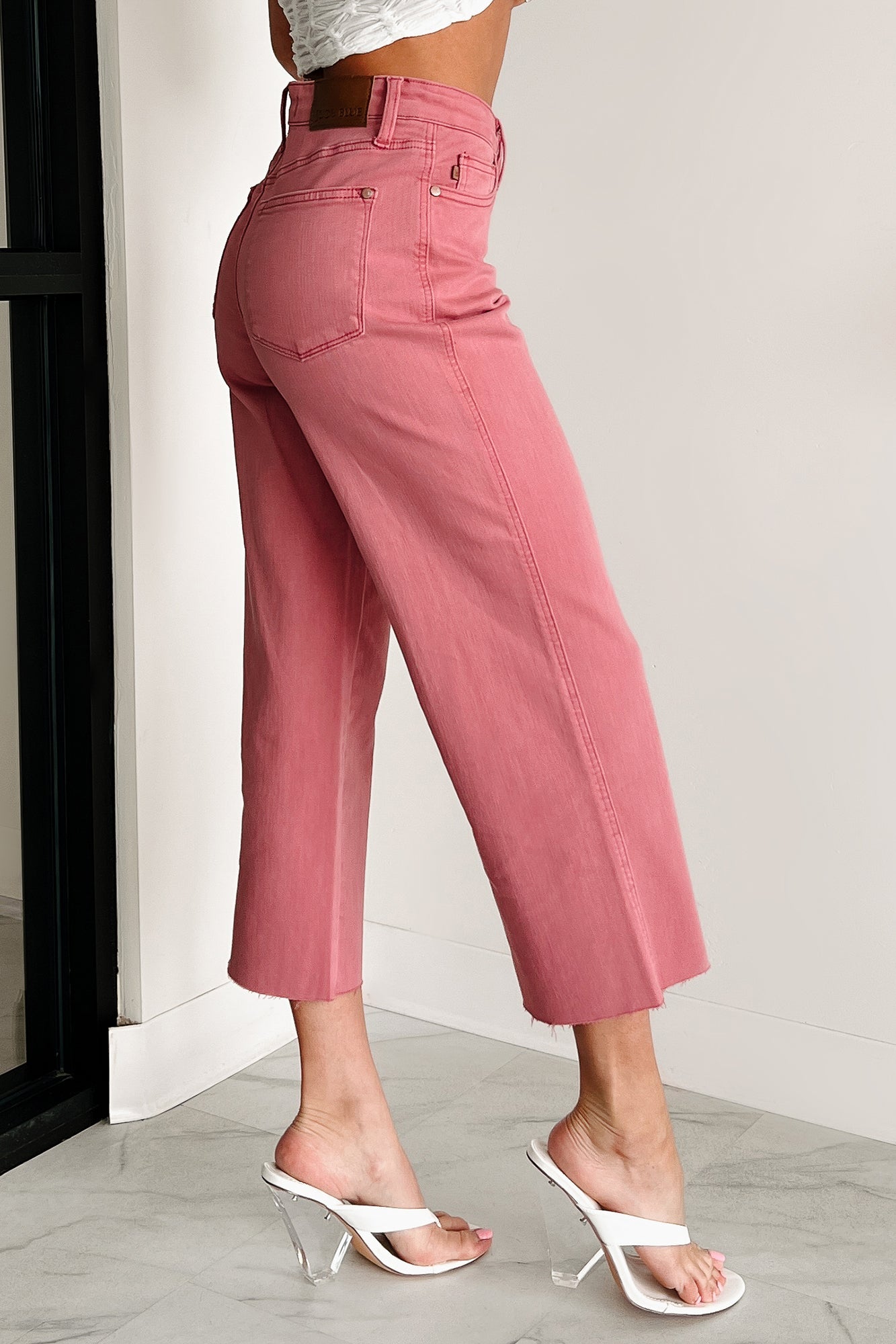 Victoria Crop Wide Leg Judy Blue Jeans (Rose)