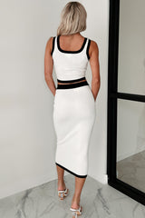 Hustle & Heart Two Piece Tank Top & Skirt Set (Off White)