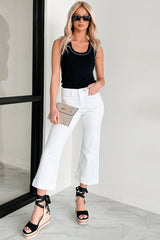 Carrington High Rise Cropped Kancan Flare Jeans (White)