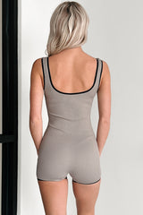 Feeling Grounded Front Zip Bodycon Romper (Ash)