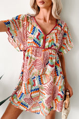 Wild Heart Printed Cover Up Mini Dress (Blush)