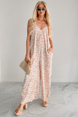 Homebody Heaven Pleated Wide Leg Jumpsuit (Cream Floral)