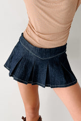 All About That Pleated Glitter Mini Skort (Dark Denim)